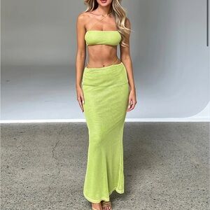 Tiger Mist Lime Green Cut-Out Maxi Dress